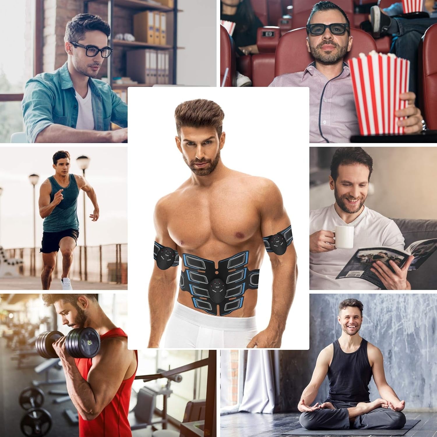 EMS Muscle Stimulator and Toner Belt for Abdominal and Body Muscle Training - Portable Unisex Fitness Equipment for Home and Office Workouts