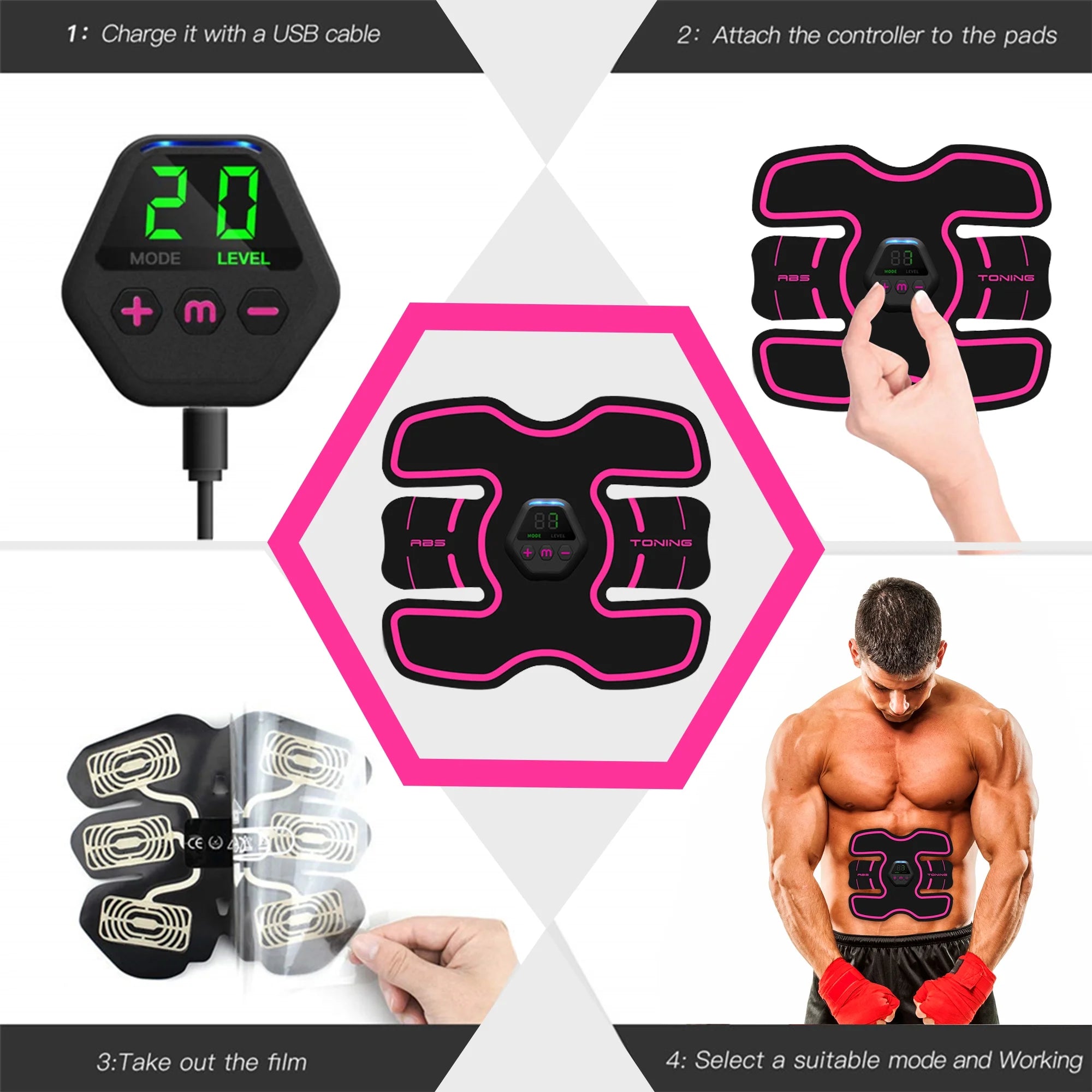 Richgv Smart Abdominal Toning Belt for Men and Women - Advanced Abs Stimulator for Home and Office Fitness Training